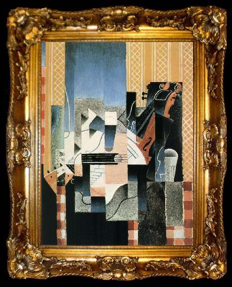 framed  Juan Gris Fiddle and cup, ta009-2